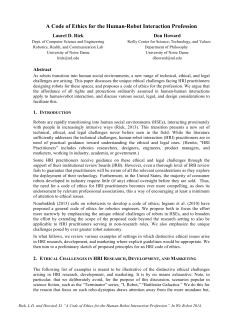 A Code of Ethics for the Human-Robot Interaction
