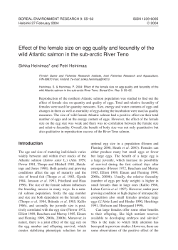 Effect of the female size on egg quality and fecundity of the wild