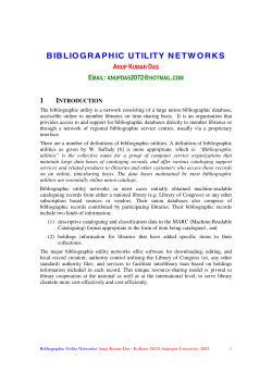 BIBLIOGRAPHIC UTILITY NETWORKS