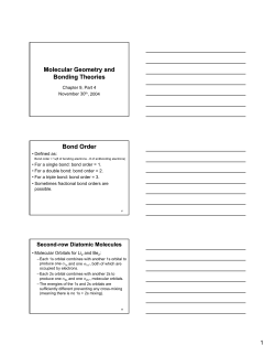 Molecular Geometry and Bonding Theories Bond Order