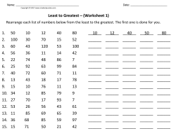 Least to Greatest &ndash; (Worksheet 1)