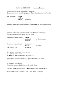 CAUSE AND EFFECT - Sentence Patterns Causes and