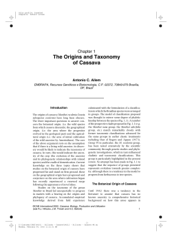 The Origins and Taxonomy of Cassava
