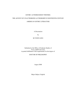 GOTHIC AUTHORS/GHOST WRITERS: THE ADVENT OF