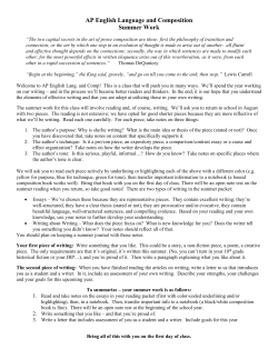 AP English Language and Composition Summer Work