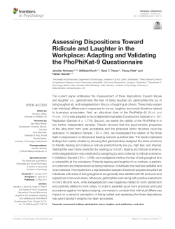 Assessing Dispositions Toward Ridicule and Laughter in the