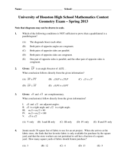 Geometry - UH Mathematics Contest
