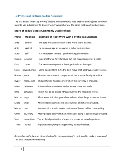 More of Today`s Most Commonly Used Prefixes: Prefix Meaning