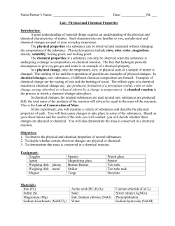 Physical and Chemical Properties