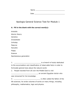 Apologia General Science Test for Module 1