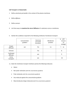 Cell Transport 1.4 Study Guide 1. Define selectively permeable in
