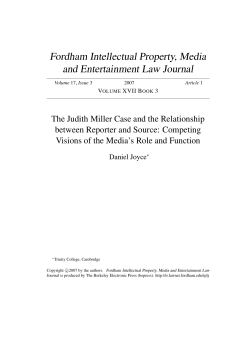 The Judith Miller Case and the Relationship between Reporter and