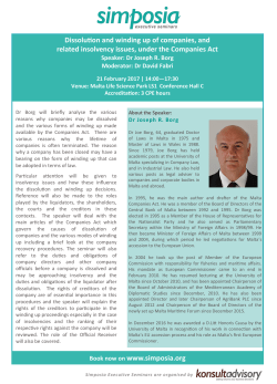 Dissolution Seminar - Malta Life Sciences Park