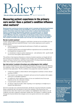 Measuring patient experience in the primary care sector: Does a