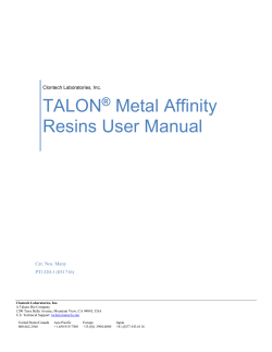 TALON® Metal Affinity Resins User Manual
