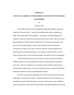 INTROVERSION AND EFFECTIVE PASTORAL LEADERSHIP by