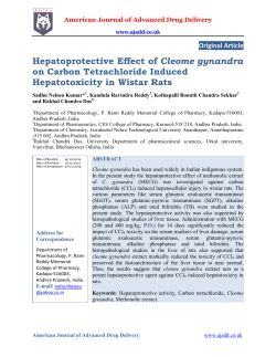 Hepatoprotective Effect of Cleome gynandra on Carbon