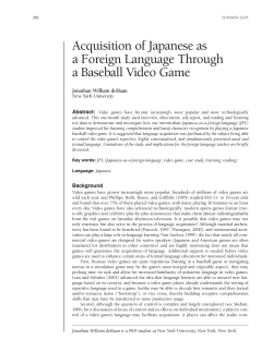 Acquisition of Japanese as a Foreign Language Through a Baseball