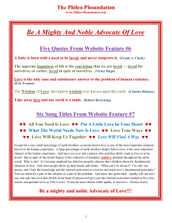 Be A Mighty And Noble Advocate Of Love