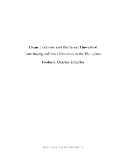 Clean Elections and the Great Unwashed Vote Buying and Voter