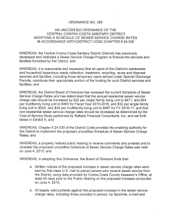 Ordinance No. 285 - Central Contra Costa Sanitary District