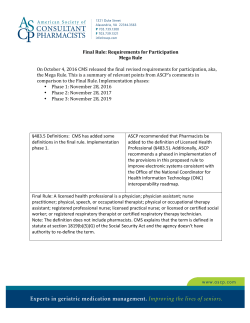 Final Rule: Requirements for Participation Mega Rule On October 4