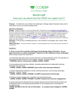 COESP World Cafe - University of Guelph