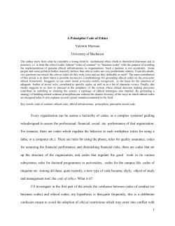 1 A Principlist Code of Ethics Valentin Muresan University of