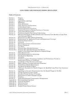 Long-Term Care Insurance Model Regulation