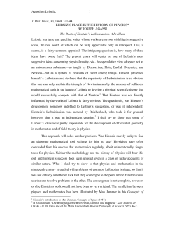Agassi on Leibniz, 1 J. Hist. Ideas, 30, 1969, 331 44. LEIBNIZiS