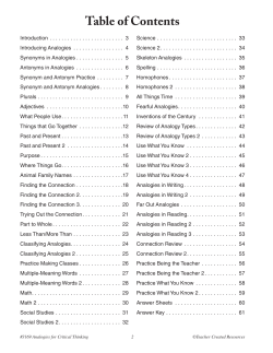 Table of Contents - Teacher Created Resources