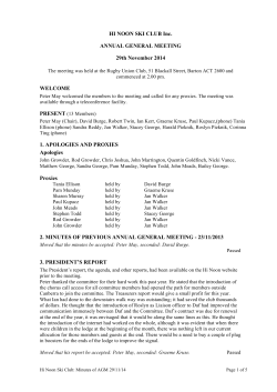HI NOON SKI CLUB Inc. ANNUAL GENERAL MEETING 29th