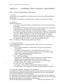Student Government Bylaws - California State University Channel