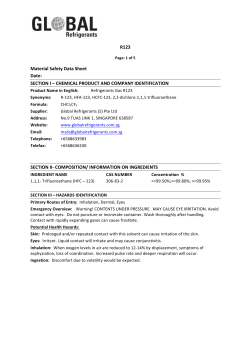 R123 Material Safety Data Sheet Date