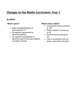 Changes to the Maths Curriculum: Year 1