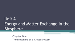 Energy and Matter Exchance in the Biosphere