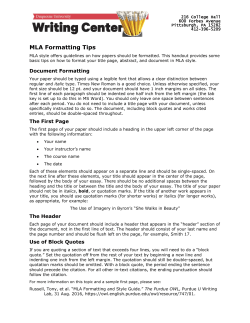 MLA Formatting Tips
