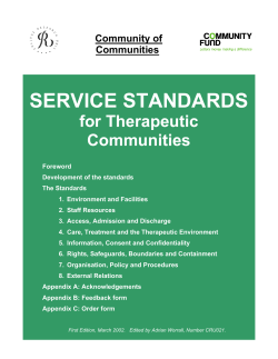 SERVICE STANDARDS for Therapeutic Communities