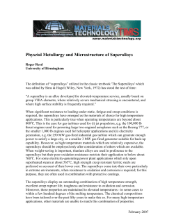 Superalloys Physical Met and Microstructure Primer