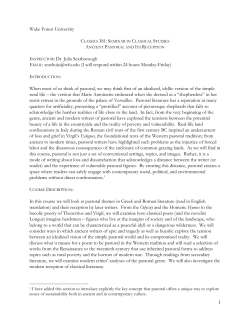 Seminar in Classical Studies: Ancient Pastoral and it`s Reception