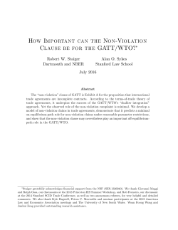 How Important can the Non-Violation Clause be For the GATT/WTO?&lowast;