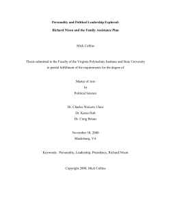 Personality and Political Leadership Explored: Richard Nixon and