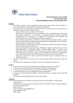 child safe policy - Pender`s Grove Primary