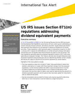 US IRS issues Section 871(m) regulations addressing dividend