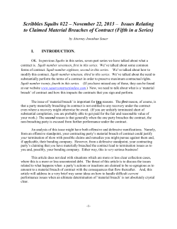 Issues Relating to Claimed Material Breaches of Contract