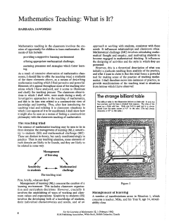 Mathematics Teaching - For the Learning of Mathematics