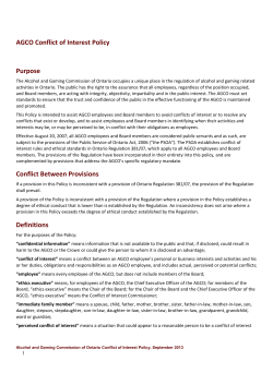 View/Print the Alcohol and Gaming Commission of Ontario conflict of