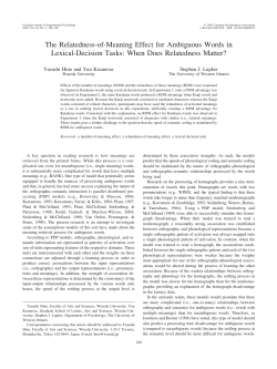 The Relatedness-of-Meaning Effect for Ambiguous Words in Lexical