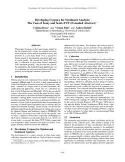 Developing Corpora for Sentiment Analysis: The Case of Irony and