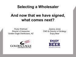 Selecting a Wholesaler - Craft Brewers Conference